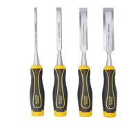 Lot de 4 burins à sculpter, en acier au carbone, prise en main forte, 6 mm, 13 mm, 19 mm, 25 mm avec capuchons de pointe de lame, TOUGH MASTER