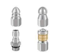 Lot de 4 Buses de Nettoyage d'égout for Nettoyeur Haute Pression, Buses de Nettoyage d'égout Pointues, rotatives et d'angle, en Acier Inoxydable, raccord Rapide 1/4