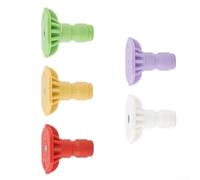 Lot de 4 buses de pulvérisation à connexion rapide pour nettoyeur haute pression 6,35 mm avec rouge pour zéro jaune quinze vingt-cinq blanc quarante degrés pour un nettoyage extérieur robuste jusqu'à