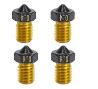 Lot de 4 buses m6 avec revêtement PTFE anti-adhésif 0,4 mm compatibles avec imprimante 3D Anycubic Kobra Mega S X Chiron Prusa i3 MK3S Prusa Mini Mini + extrudeuse V6 Hotend (buses 4 x 0,4 mm)