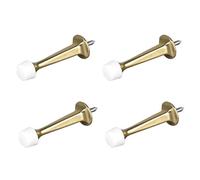 Lot de 4 butées de porte, en alliage de zinc, protection murale d'arrêts de porte avec pare-chocs en caoutchouc pour intérieur et extérieur, 73 mm Doré