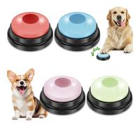 Lot de 4 buzzers pour chien avec fonction d'enregistrement sonore et lumière - Boutons intelligents pour parler - Interaction avec chien