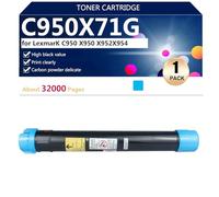 (Lot de 4) C950X71G Cartouches de Toner Très Haute Capacité pour LexmarK C950 X950 X952 X954 Imprimantes, Impression en Grand Volume, Impressions Nettes, 30000 Pages,Cyan-1 Pack