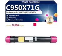 (Lot de 4) C950X71G Cartouches de Toner Très Haute Capacité pour LexmarK C950 X950 X952 X954 Imprimantes, Impression en Grand Volume, Impressions Nettes, 30000 Pages,Magenta-1 Pack