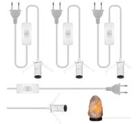 Lot de 4 câbles avec interrupteur et prise européenne, douille E14 pour lampe de sel E14 avec câble de 1,8 m, adaptateur de prise, support de lampe pour cuisine, bureau, salon, chambre d'enfant (blanc