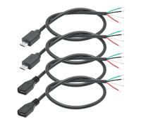 Lot De 4 Câbles Courts Micro Usb Mâles 4 Broches - 24 Awg - Usb 5 V/2 A - 4 Broches - Alimentation Et Données (Fiche Micro Usb Mâle/Femelle - 4 Pièces)[X2771]