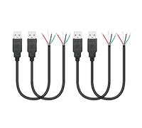 Lot de 4 câbles courts USB A mâle 4 broches 11 pouces, USB 5 V/2 A 4 broches Pigtail Open End Power and Data Cables, pour appareils installés ou remplacés, câbles DIY