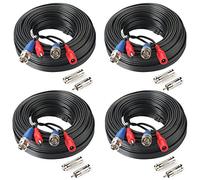 Lot de 4 câbles d'alimentation BNC Vedio pré-fabriqués pour Appareil Photo vidéo BNC pour système de Surveillance CCTV avec connecteurs (BNC Femelle et BNC vers RCA), 65FT x 4Pcs