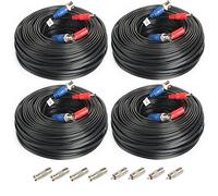 Lot de 4 câbles d'alimentation BNC Vedio pré-fabriqués pour Appareil Photo vidéo BNC pour système de Surveillance CCTV avec connecteurs (BNC Femelle et BNC vers RCA), 100FT x 4Pcs