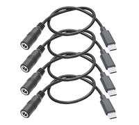 Lot de 4 câbles d'alimentation CC vers USB 1FT, DC 5,5 x 2,1 mm femelle vers USB type C mâle, câble d'alimentation 22 AW, pour lampe de bureau LED, petit ventilateur et autres appareils.