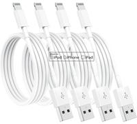 Lot de 4 câbles de charge Apple MFi - 1,8 m - Câble Lightning pour iPhone 12/11/11Pro/11Max/X/XS/XR/XS Max/8/7, iPad
