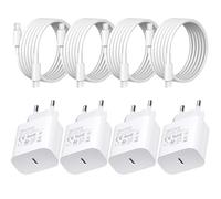 Lot de 4 câbles de charge USB C 25 W - Chargeur rapide PD3.0 - Prise type C - 25 W - Chargeur mural avec câble de 1,8 m