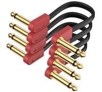 Lot de 4 câbles de raccordement pour guitare - Ruban plat renforcé en Kevlar - 15,2 cm - Plaqué or - Intégré pour durer - Blindage silencieux - Câbles de pédale de guitare pour pédale Boss MXR EBS