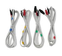 Lot de 4 câbles de rechange compatibles avec Compex. Connecteurs à broches de 2 mm.