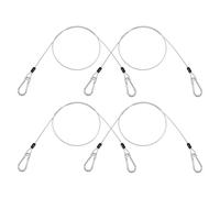 Lot de 4 câbles métalliques de sécurité en acier inoxydable argenté avec œillets - 100 cm x 3 mm - Câble métallique avec œillets - Pour vélo, moto, meubles, jardin, etc