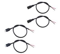 Lot de 4 câbles micro USB vers fil nu à extrémité ouverte de 30 cm 5 V 2,1 A 22 AWG 2 noyaux d'alimentation Pigtail réparation étain sur la queue Câble Noir 0,3 m, 2 lots de prises mâles et 2 prises