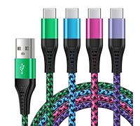 Lot de 4 câbles USB C de 1,8 m en nylon pour Samsung Galaxy S23 S22 S21 S20 S10 S9 A12 A14 A22 A33 A50 A52 Note 20 10, Huawei P40 P30 P20 Lite, Xiaomi Sony, Oneplus