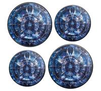 Lot de 4 cache-brûleurs de cuisinière électrique pour accessoires de cuisinière, cercle bleu de la structure mandala, couvercle en métal à gaz pour étendre l'espace de comptoir