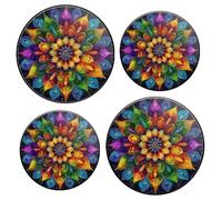 Lot de 4 cache-brûleurs pour cuisinière électrique, accessoires de cuisinière, style mandala rayonnant, art art gaz métal pour étendre l'espace de comptoir