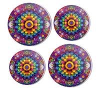 Lot de 4 cache-brûleurs pour cuisinière électrique, accessoires de gamme, style mandala coloré, couvercle en métal à gaz pour étendre l'espace de comptoir