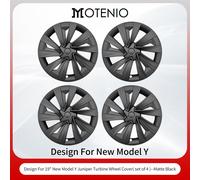 Lot de 4 Cache-Jantes Premium Pour Tesla Model Y Juniper (2025-2026) 19 Pouces Enjoliveurs Noir Mat Style Turbine Couverture Complète Jantes Moyeux Caps Protection Couvercle Uniquement Pour Model Y Ju