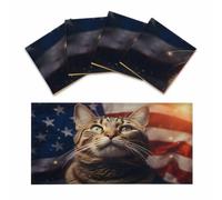 Lot de 4 cache-lampes fluorescentes motif chat drapeau américain pour | Décoration de plafond magnétique pour salle de ureau, maison