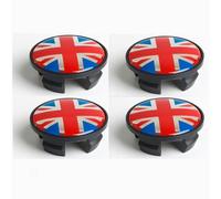 Lot de 4 cache-moyeux 52 mm style drapeau du Royaume-Uni - Autocollants à carreaux compatibles avec Mini Cooper JCW One PJ07 (Union Jack, ABS Style)