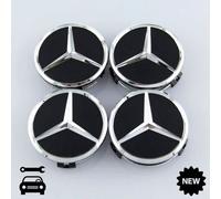 Lot De 4 Cache-Moyeux Amg Pour Mercedes-Benz Noir Mat Étoile Moyeu 75 Mm