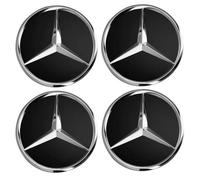 Lot de 4 Cache-moyeux AMG pour Mercedes-Benz Noir Mat Étoile Moyeu 75 mm