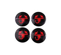 Lot de 4 cache-moyeux autocollants pour Fiat Abarth Scorpion (noir et rouge)