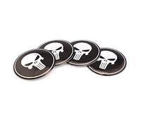 Lot de 4 cache-moyeux autocollants Punisher pour centre de roue Noir