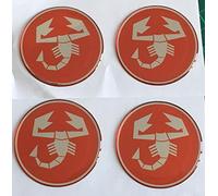 Lot de 4 cache-moyeux bombés en alliage pour Fiat 500 595 Abarth Rouge et chromé (60 mm)