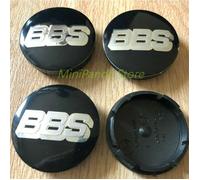 Lot de 4 cache-moyeux de roue BBS en alliage 56 mm Noir/argent~7824