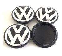 Lot de 4 cache-moyeux/enjoliveurs pour Volkswagen,dimensions 65 mm,noir et chrome.Remplacement pour Golf,Polo,etc-référence3B7601171