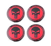 Lot de 4 cache-moyeux Punisher - Motif tête de mort - Rouge