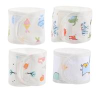 Lot de 4 cache-noms pour bébé (0-12 mois) en coton doux avec 4 motifs de dessins animés pour garçon et fille.