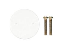 Lot de 4 cache-plaques d'obturation rondes : 11 cm de diamètre avec vis - Plaques vierges pour bouchon de sortie, interrupteur d'éclairage, trou mural, panneau électrique, blanc, PP