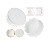 Lot de 4 cache-prises en blanc, protection contre la poussière et éclaboussures, pour prise Schuko type F, couvercle multiprise, enrouleur de câble, cuisine, atelier, hôtel