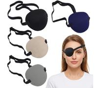 Lot de 4 cache-yeux médicaux (noir, beige, gris, bleu marine) | Protection des yeux après opération. Patch oculaire pratique pour adultes pour une couverture facile et une utilisation
