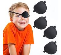 Lot de 4 cache-yeux pour adultes et enfants, noirs avec boucle réglable, amblyopie pour yeux gauche ou droit, utilisation régulière ou costume de pirate