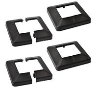 Lot de 4 caches de base de poteau de 10,2 x 10,2 cm, en vinyle fendu, jupe de poteau carrée noire pour rampe d'escalier