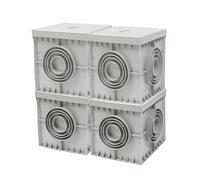 Lot de 4 caches étanches de sol électriques carrées avec couvercle aveugle IP54 en PVC pour jardin, drainage irrigation, installations électriques 200 x 200 mm