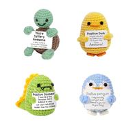 Lot de 4 Cadeaux de Soutien Émotionnel - Pingouin Positif, Tortue Soutien, Câlin Poche, Poupée Peluche + Carte, Mignons Cadeaux pour Amis, Fêtes de Noël et Anniversaires (4 Colour)