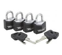 MASTER LOCK Petits Cadenas [Clés communes] [Pack Familiale de 4] 9120EURQBLKNOP - Idéal pour les Sacs à Dos, les Bagages, les Valises, les Casiers et plus