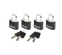 Lot de 4 cadenas à clé s'entrouvrants - 20mm de large - pour bagage - noir MASTER LOCK