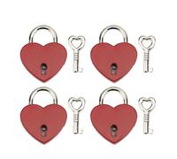 Lot de 4 cadenas en forme de cœur avec adenas d'amour pour pont, cadenas d'amour en alliage de zinc 38 x 30 mm pour boîte à bijoux, sac à main, sac à main, sacs à dos, (Rouge)