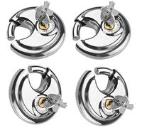 Lot de 4 cadenas ronds de 70 mm | Serrure de sécurité avec 2 clés | Cadenas de 9 mm résistant aux intempéries - Acier inoxydable | Serrure de remorque de voiture | Serrure à clé identique | Serrure