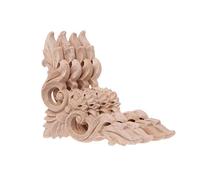 Lot de 4 cadres d'angle en bois sculpté - Longue applique non peinte pour meubles et figurines pour la décoration de la maison