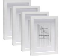 Lot de 4 cadres photo A5 blancs en bois avec passe-partout pour 10 x 15 cm, cadre photo A5 10 x 15 cm, cadre photo Oxford moderne fin avec fenêtre en verre pour table ou montage mural