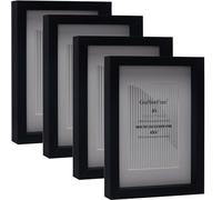 Lot de 4 cadres photo A5 noirs en bois avec passe-partout pour 10,2 x 15,2 cm, cadres photo A5 10,2 x 15,2 cm, cadre photo fin Oxford moderne avec fenêtre en verre pour table ou montage mural